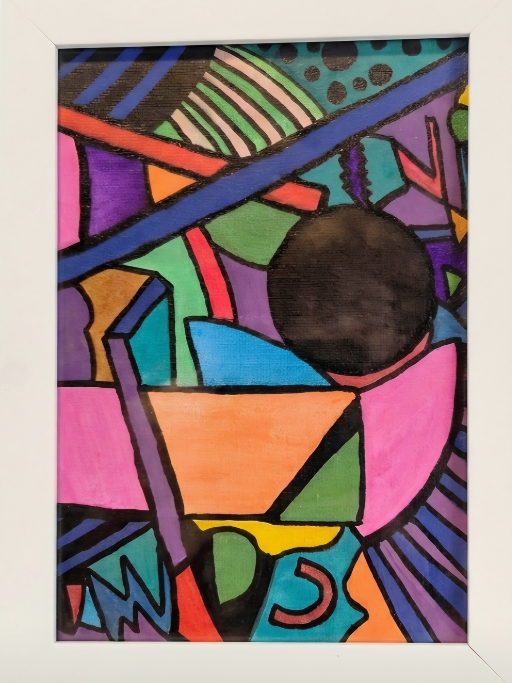 Contemporary Geometric Painting in Pink, Blue, Green- Ourpassionstudio.store